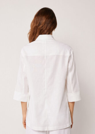 Blazer de corte largo em linho