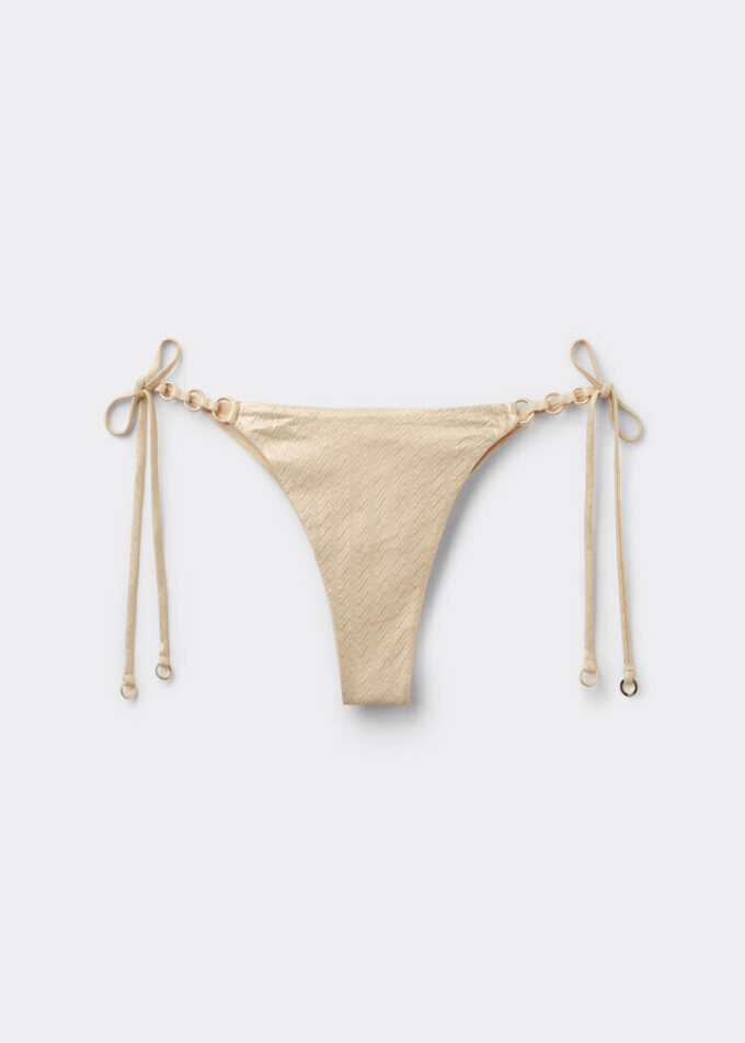 Calcinhas brasileiras de banho tipo tanga com atilhos Gold Waves
