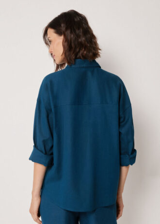Camisa curta de linho e viscose