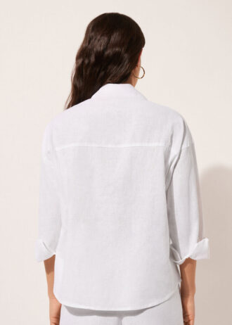 Camisa curta de linho e viscose