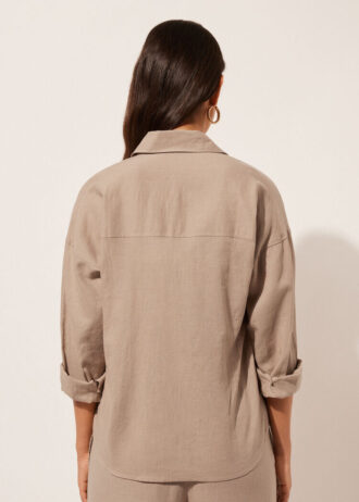 Camisa curta de linho e viscose
