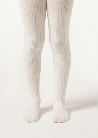 Collants de algodão com canelado para meninas