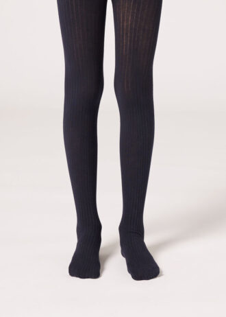 Collants de algodão com canelado para meninas