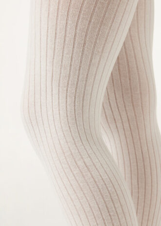 Collants de algodão com canelado para meninas