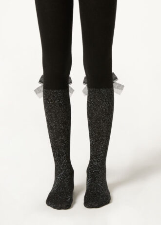 Collants de algodão com efeito longuette para meninas