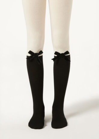 Collants de algodão com efeito longuette para meninas