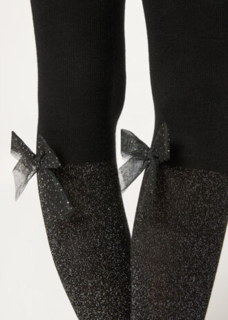 Collants de algodão com efeito longuette para meninas
