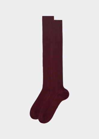Meias compridas caneladas de fio Lisle para homem