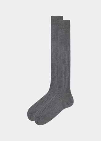 Meias compridas caneladas de fio Lisle para homem