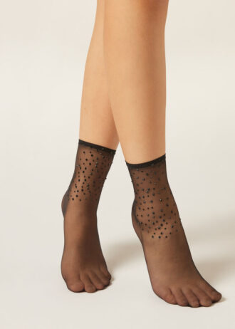 Meias curtas transparentes com strass