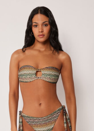 Top de biquíni bandeau elegante com padrão étnico