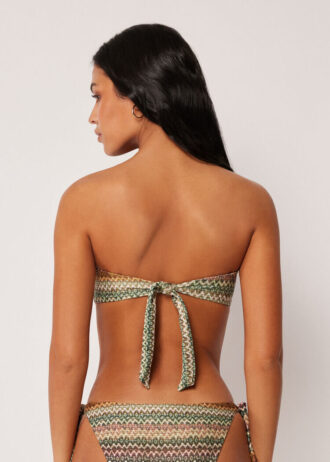 Top de biquíni bandeau elegante com padrão étnico