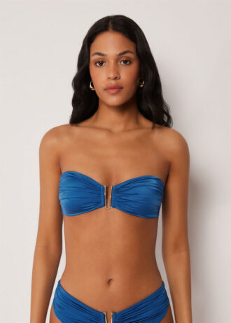 Top de biquíni bandeau em cetim brilhante